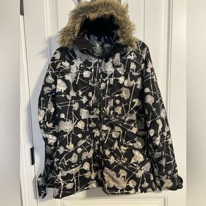 Burton Black/Cream Ski Jacket w/Detachable Hood. Women's Size M